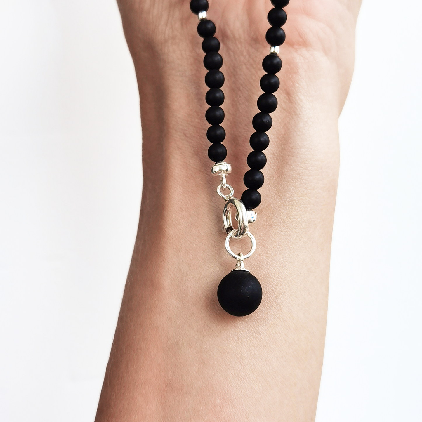 Amber necklace "Just black"