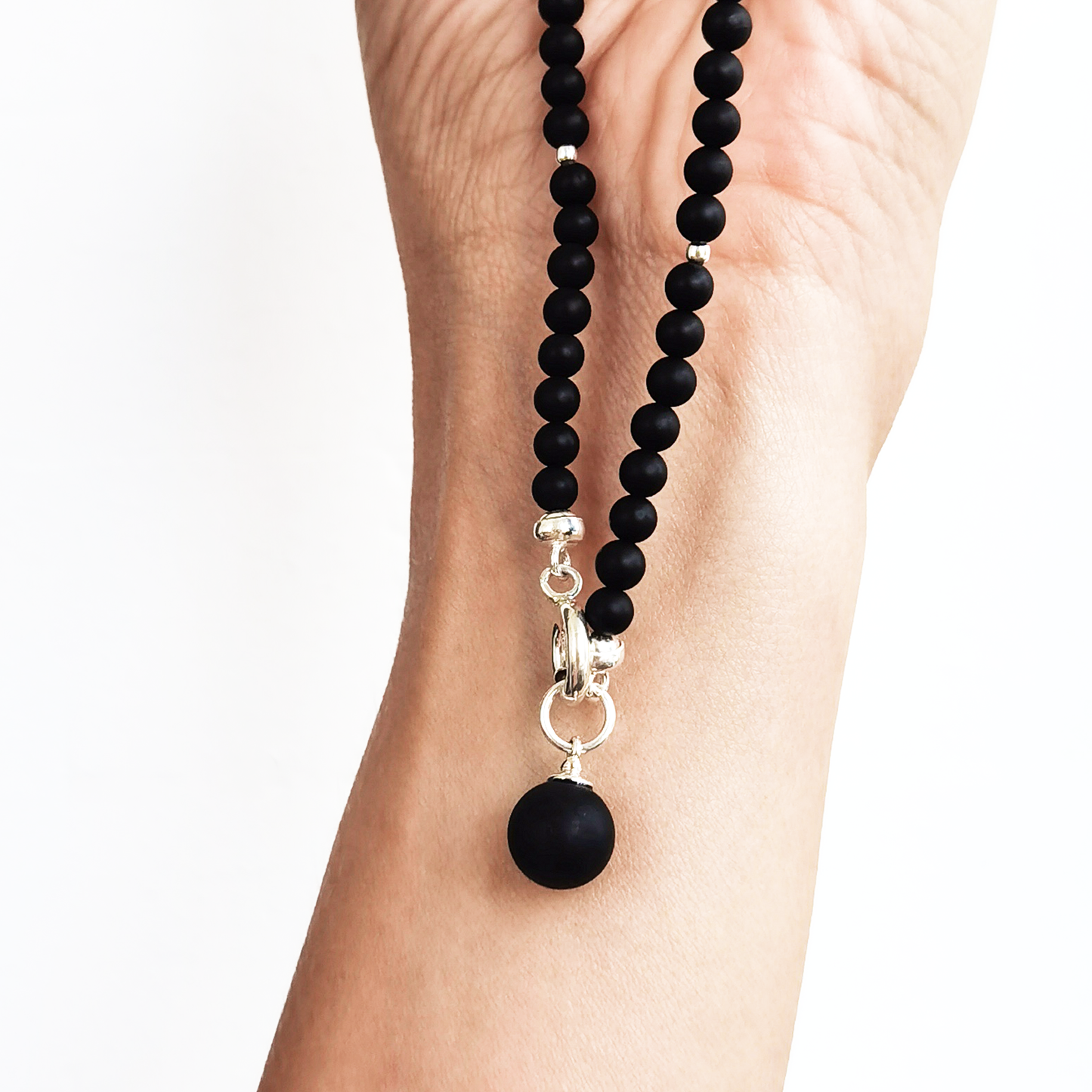 Amber necklace "Just black"