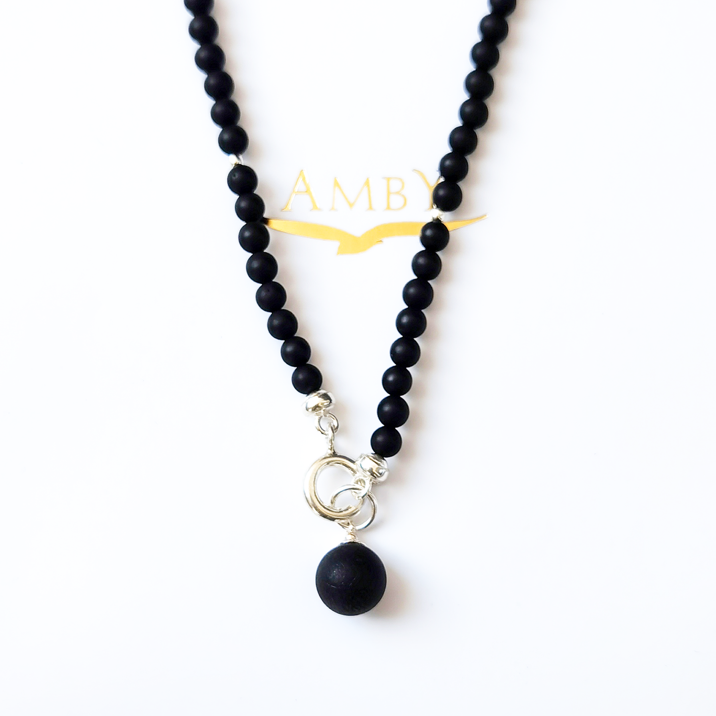 Amber necklace "Just black"