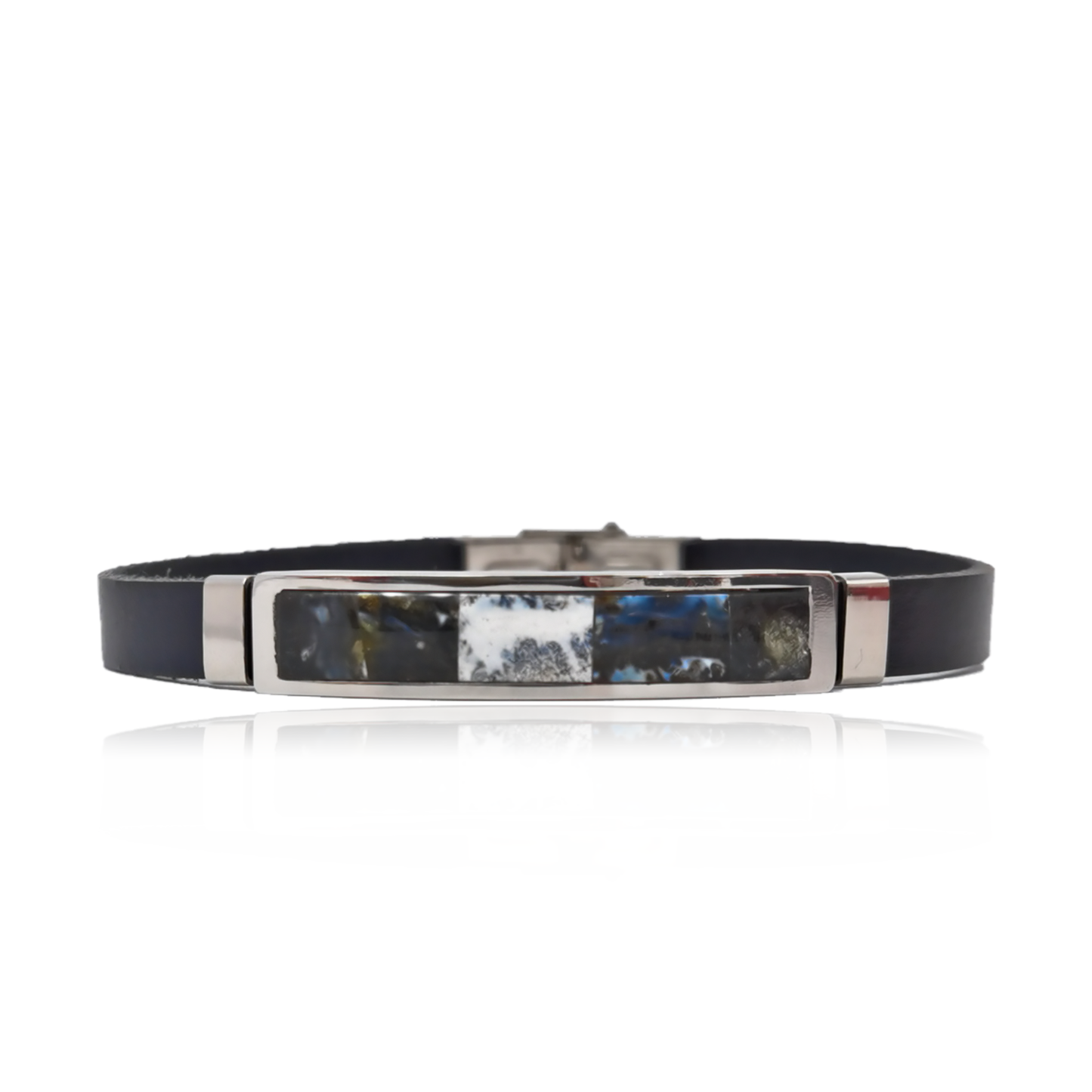 Amber bracelet with leather "Mirage"