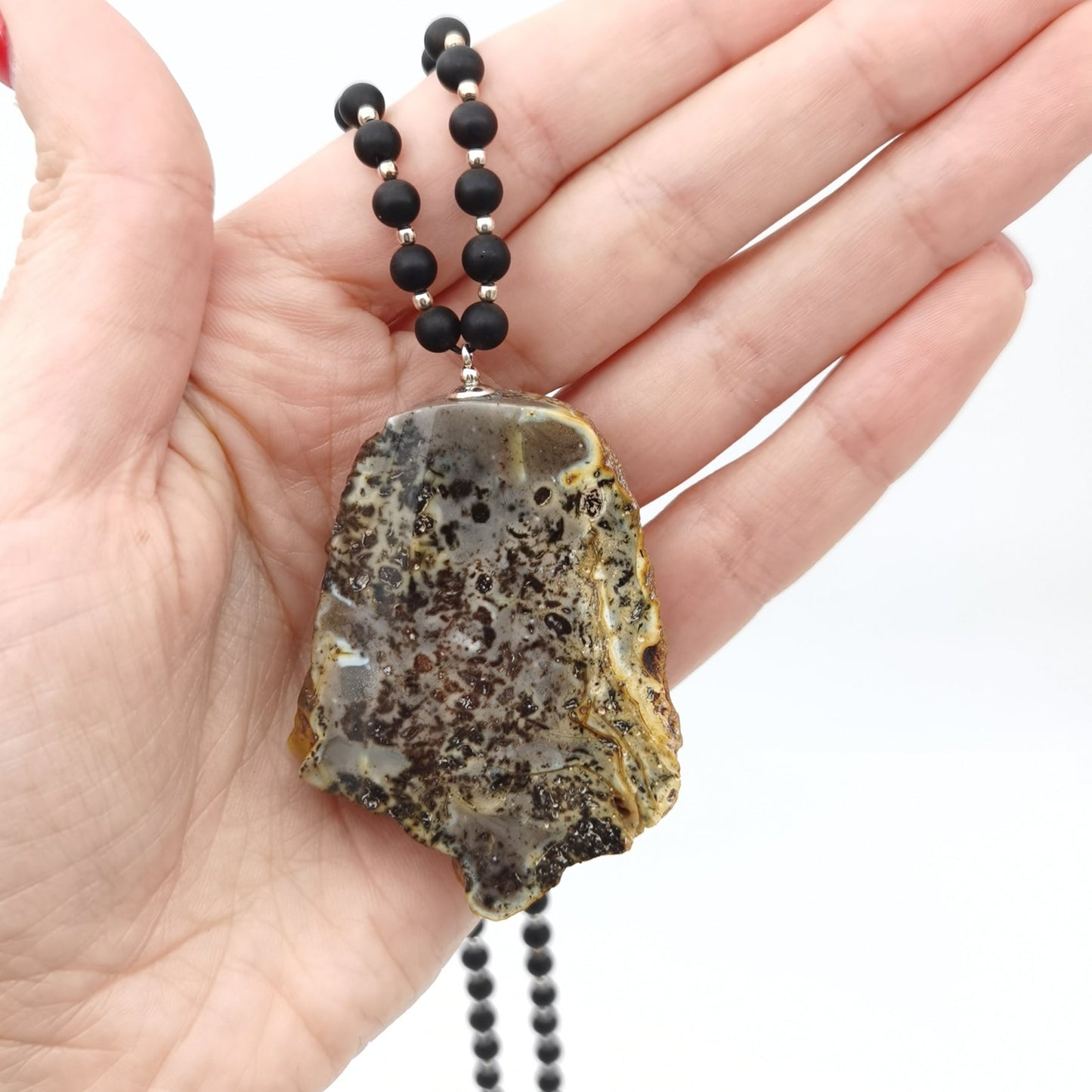 Amber necklace with pendant "Landscape"