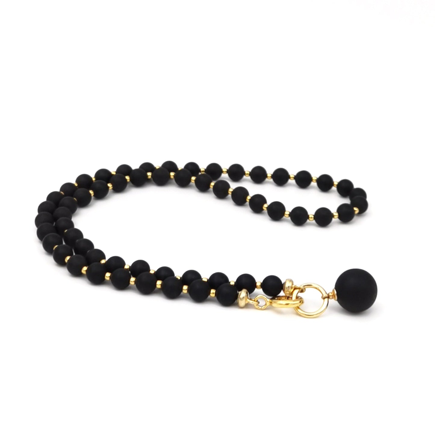 Black amber necklace "Bellum gold"