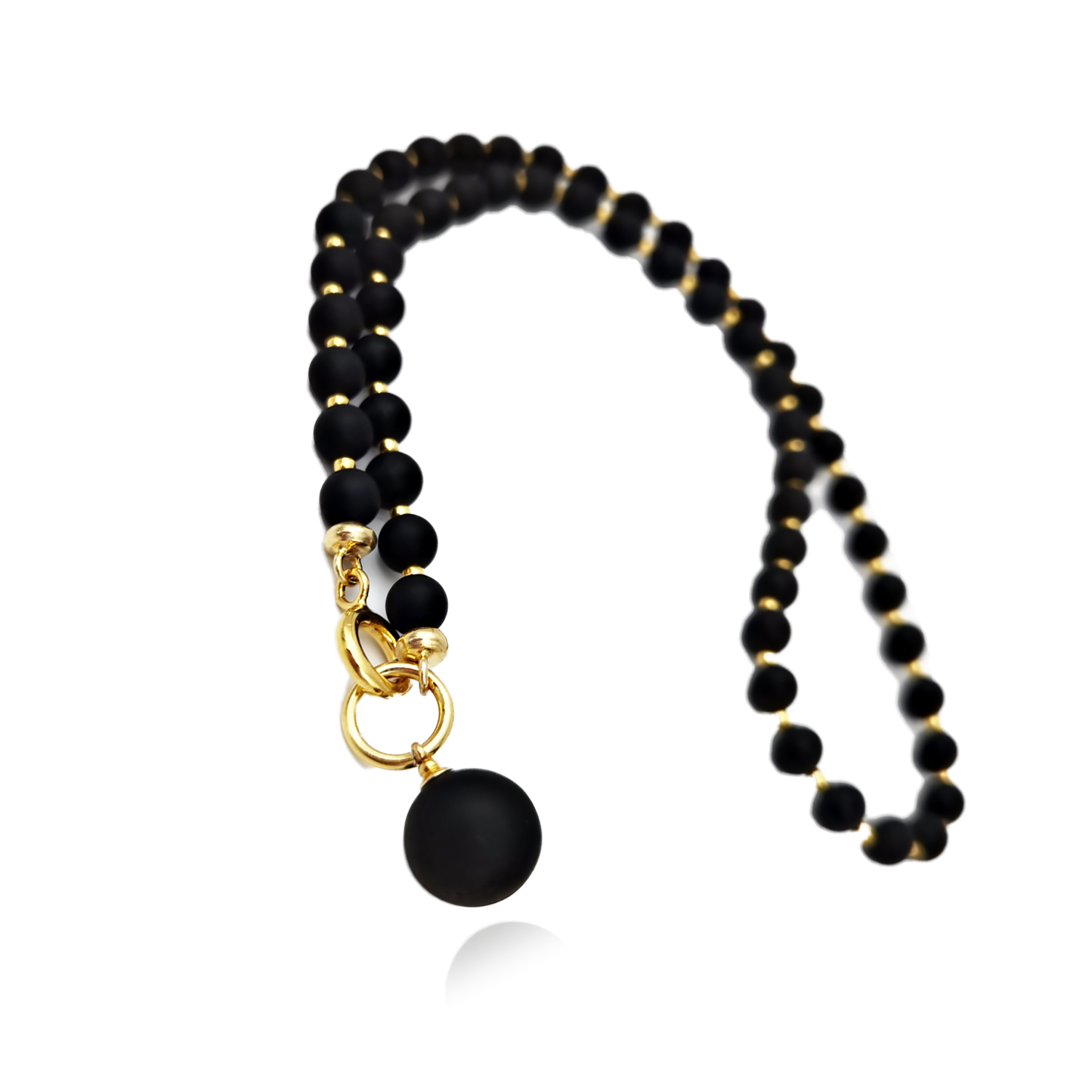 Black amber necklace "Bellum gold"