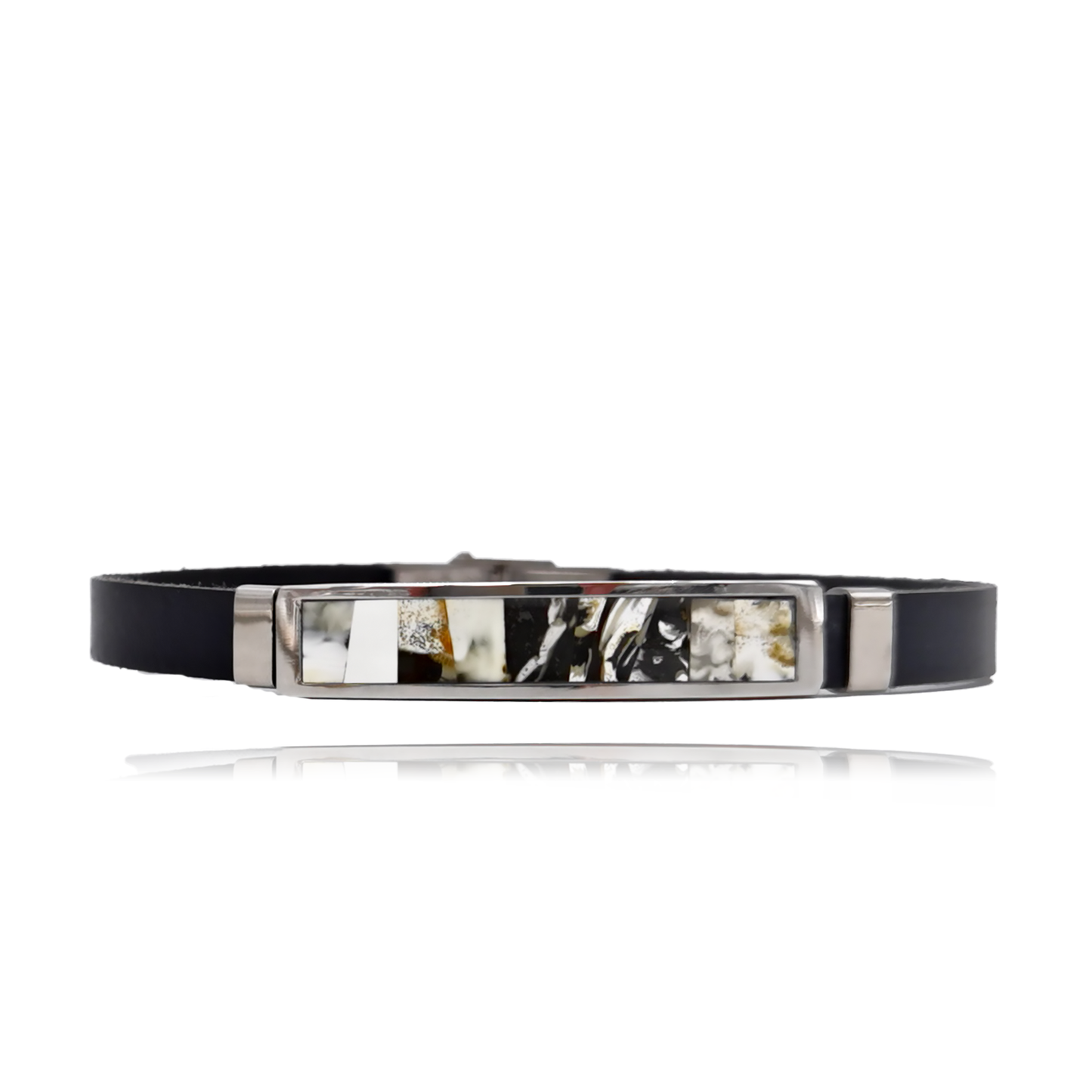 Amber bracelet with leather "Morning"