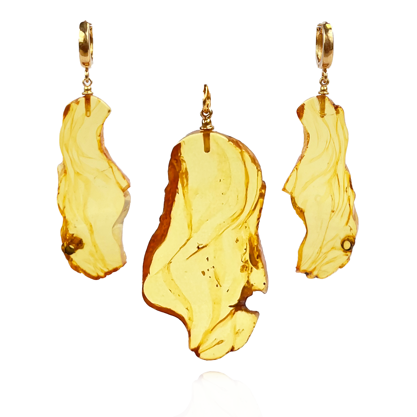 Amber set with silver 925