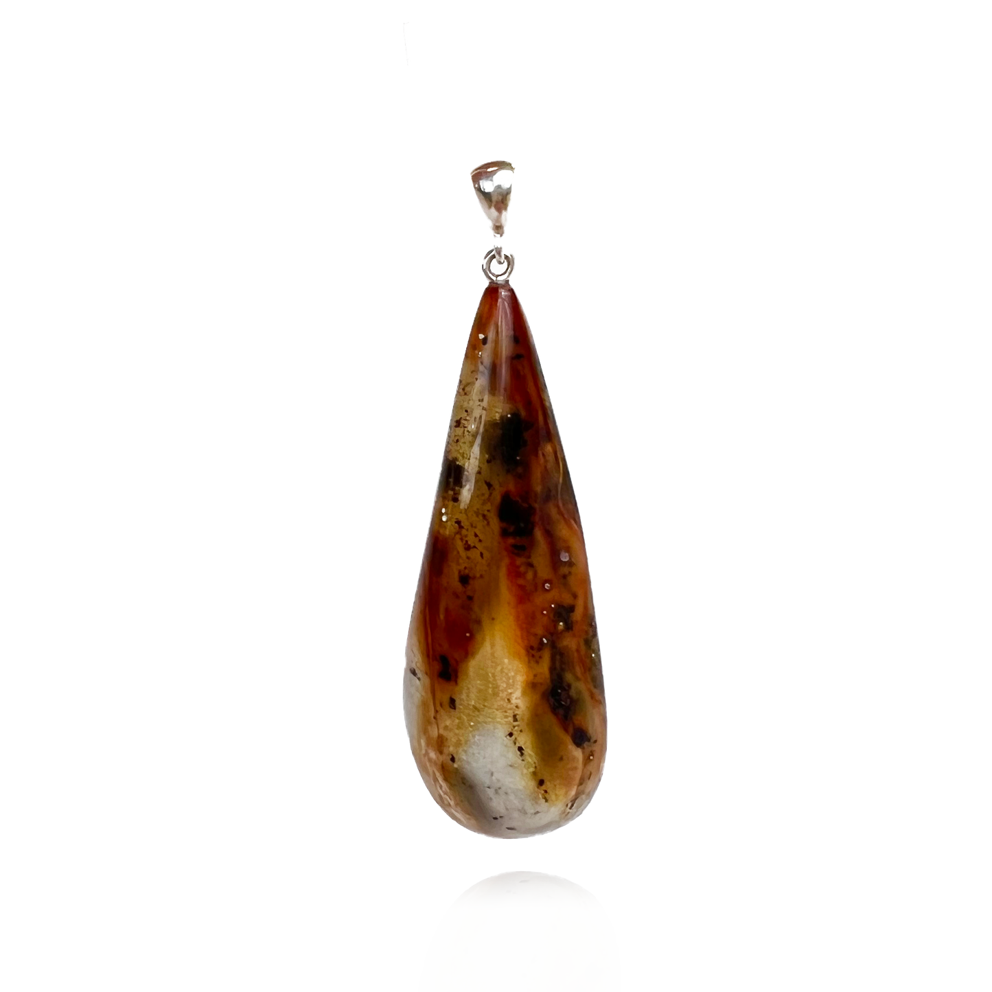 Quail amber pendant "Black-white"