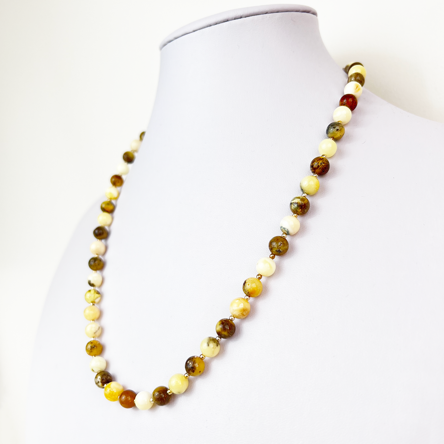 Amber necklace with Agate "Friendship of Amber and Agate"