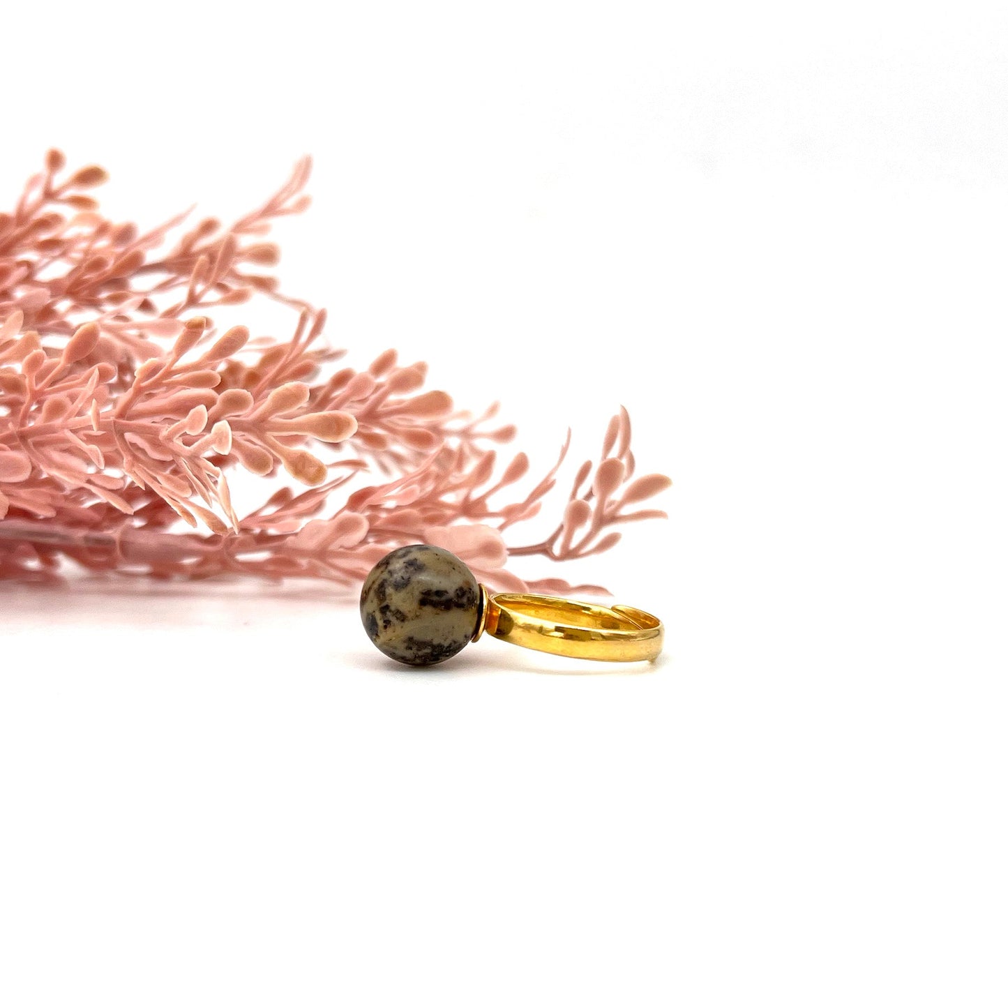 Gold-plated ring with amber 925 "Patpelė"