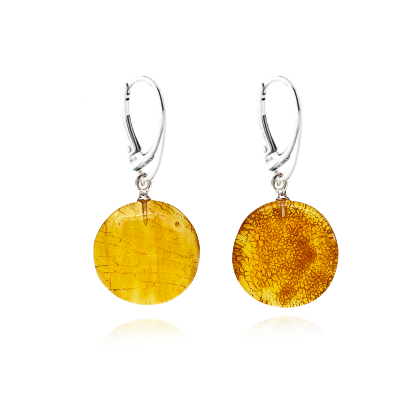 Amber earrings, silver 925 "Korys"