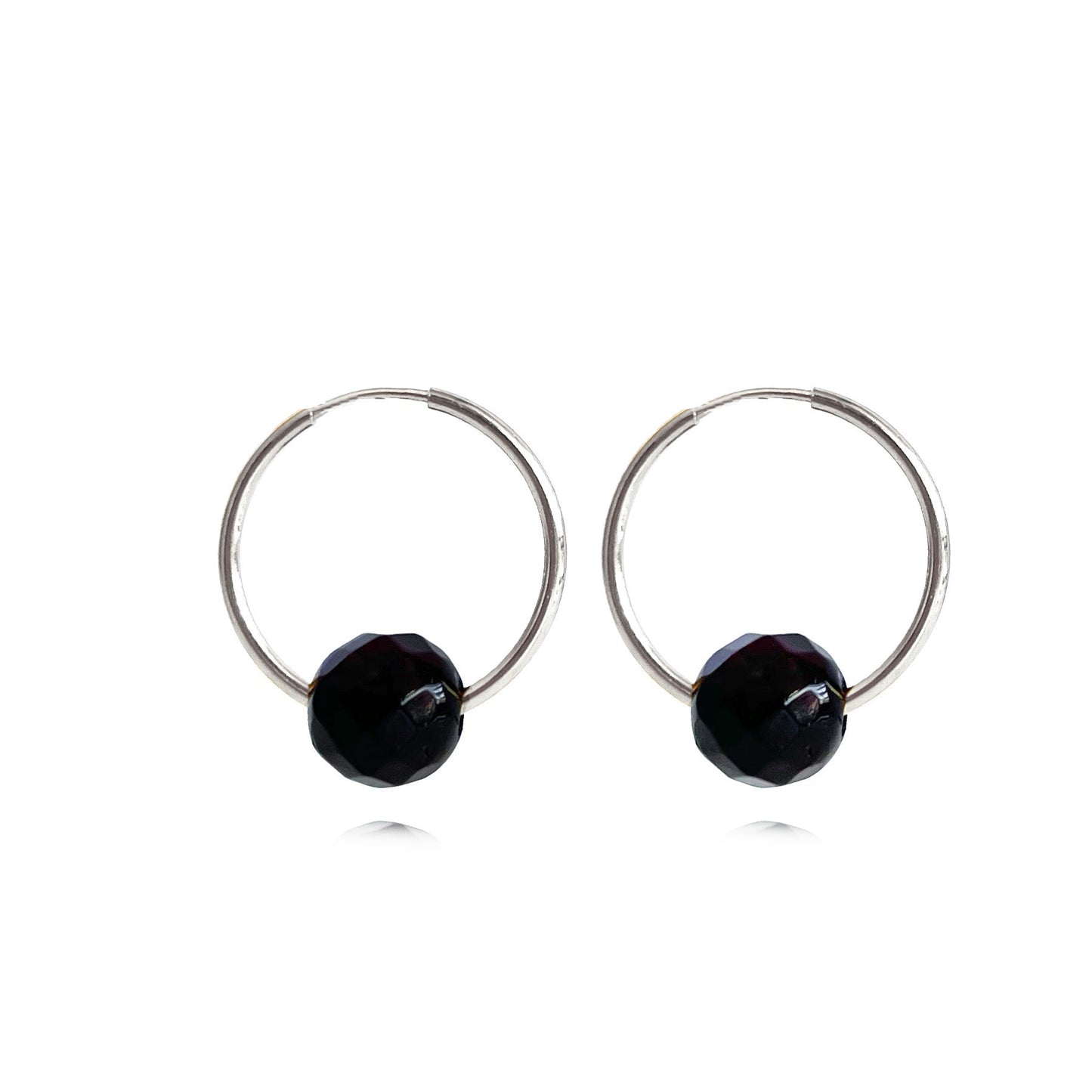 Hoop earrings, diameter 25mm, silver/gilded silver 925 "Facated"
