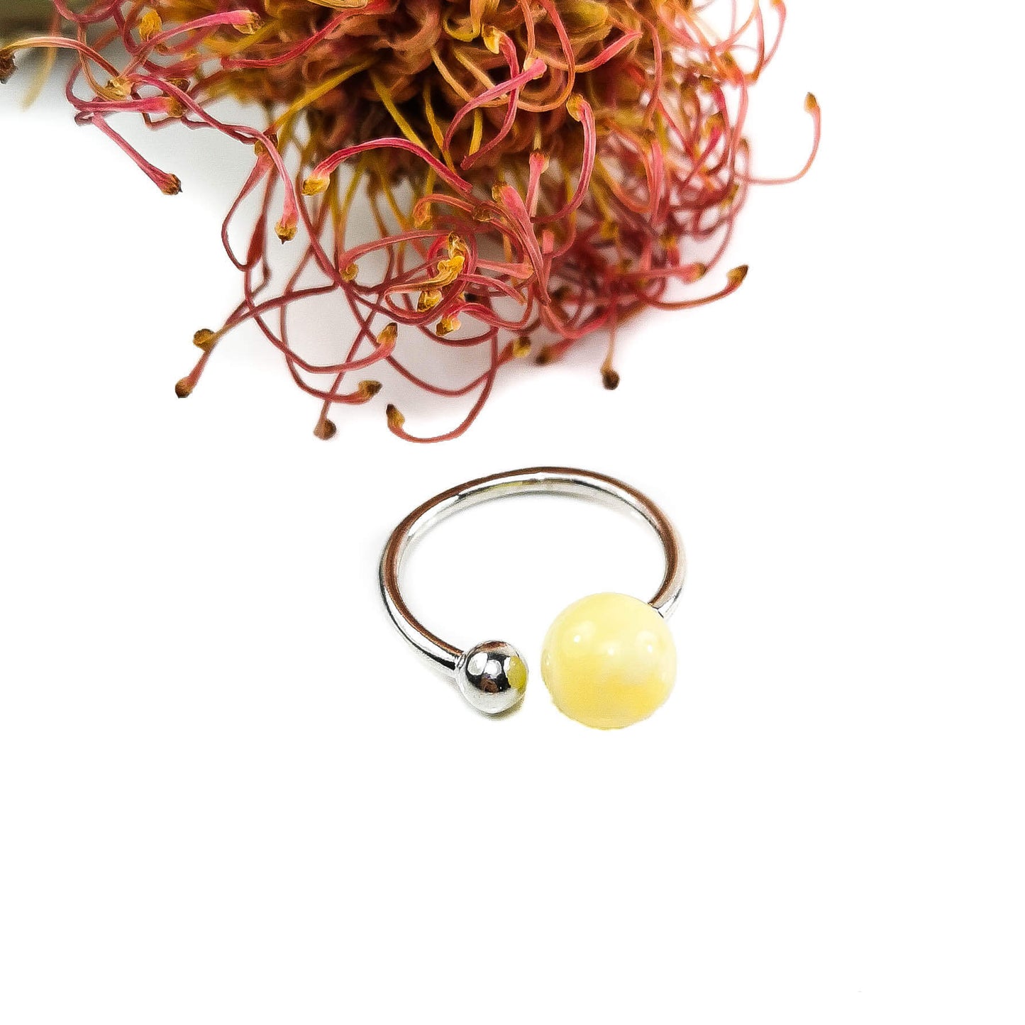 Amber ring with silver 925 "Sun"
