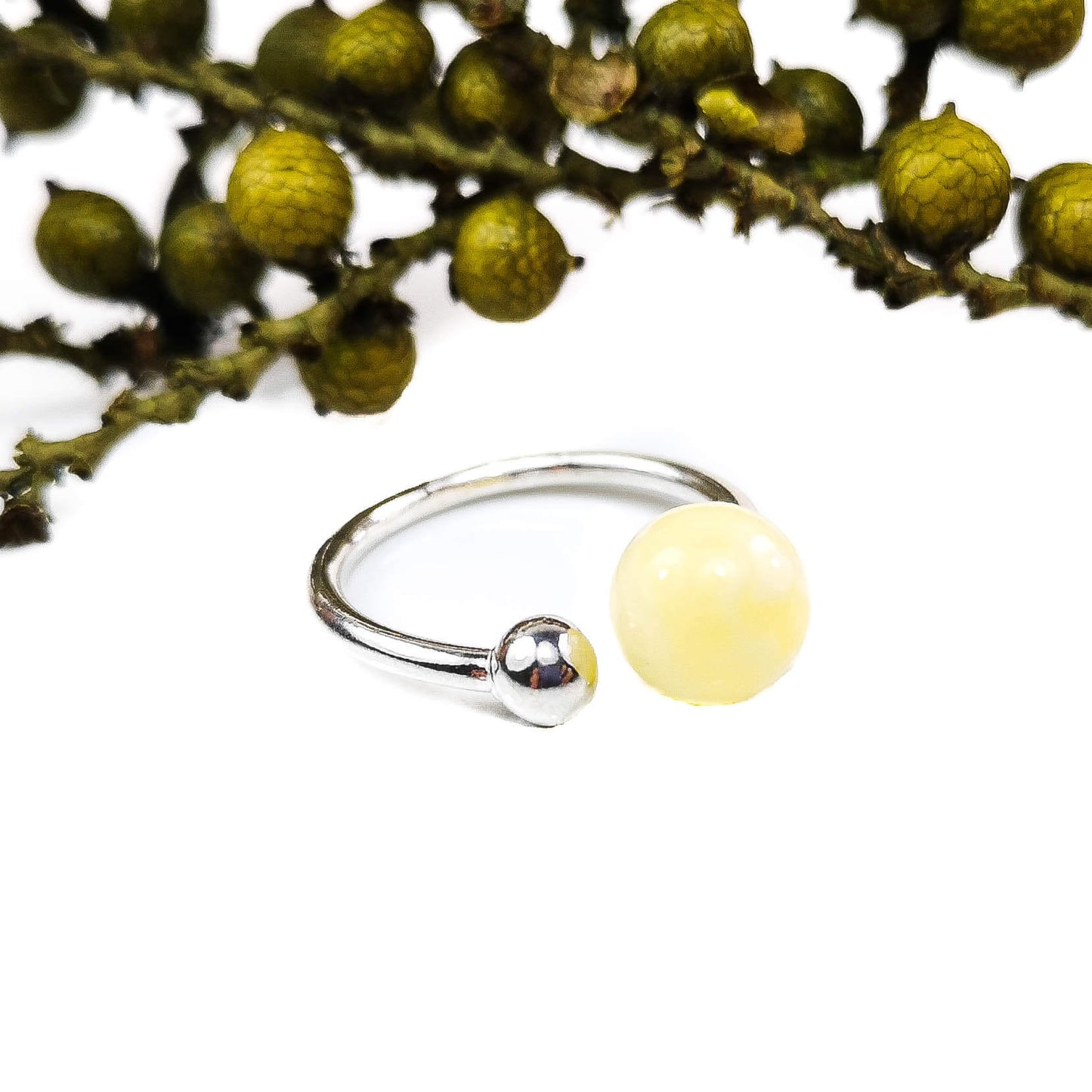 Amber ring with silver 925 "Sun"
