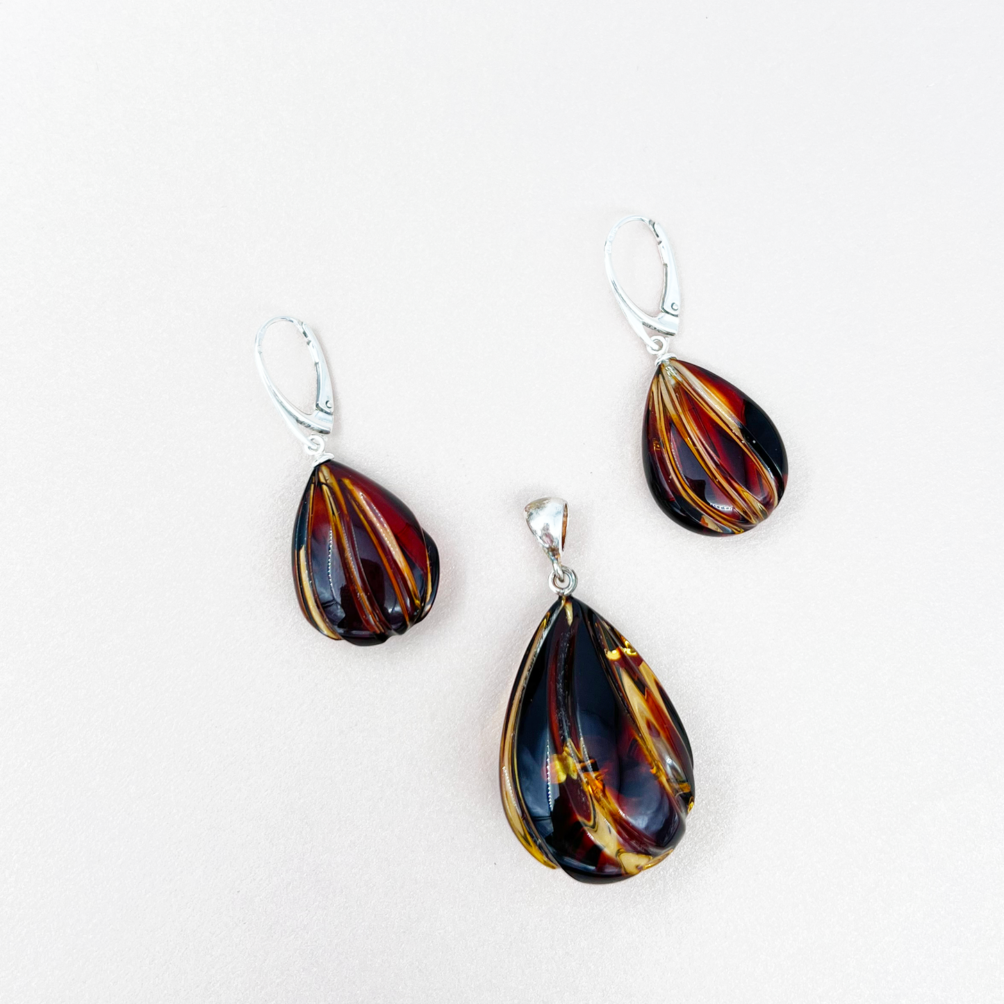 Amber set, silver 925 "Spinner"