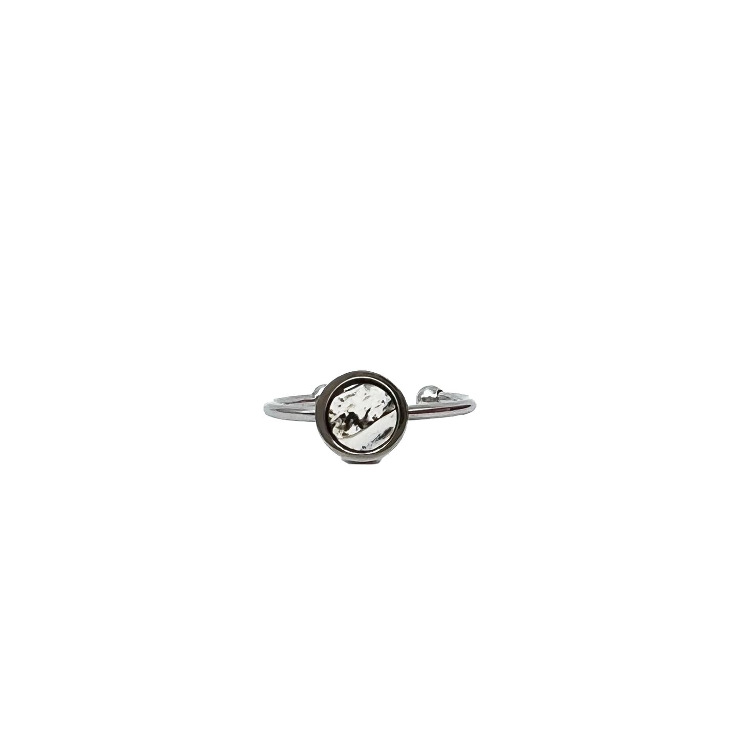 Amber ring, adjustable size "Snow"