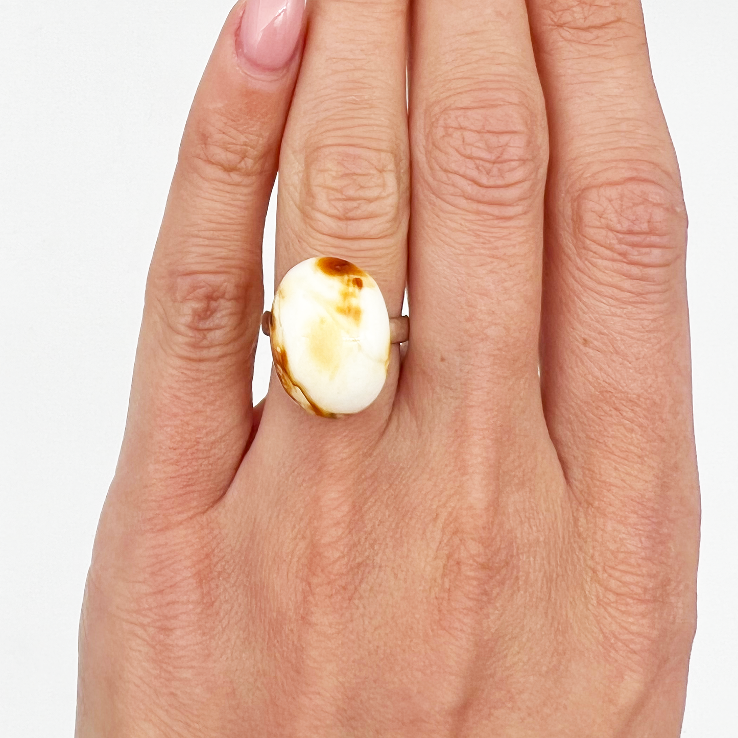 Amber ring with silver 925 "Caramel flavor"