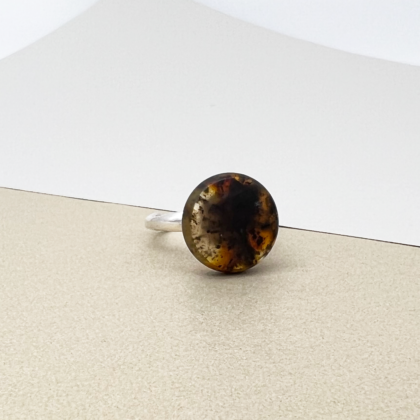 Silver ring with amber 925 "Sahara"
