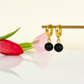 Noir Drops – Matte Black Baltic Amber Jewelry earrings, 18K gold-plated