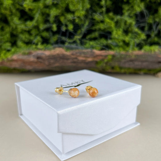 Butterscotch Bliss – Baltic Amber Stud Earrings | 925 Silver or 18K Gold Finish