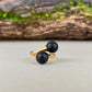 Twin Orbit – Adjustable Double Matte Black Amber Ring, 925 sterling silver or 18K gold-plated