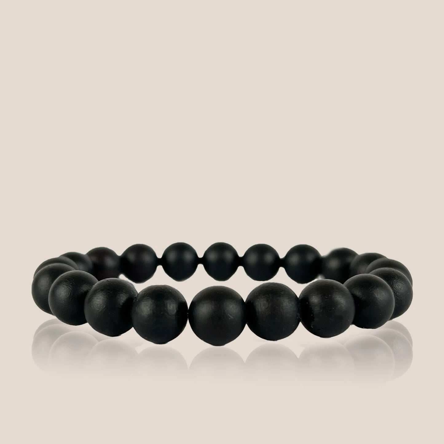 Deep Ground Matte black amber bracelet – 10mm beads