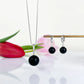 Obsidian Calm Set – Matte Black Baltic Amber Jewelry Duo,  925 sterling silver