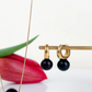 Luna Drop – Matte Black Baltic Amber Earrings, 18K gold-plated or 925 sterling silver