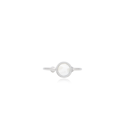 Amber ring with white amber "Swan"