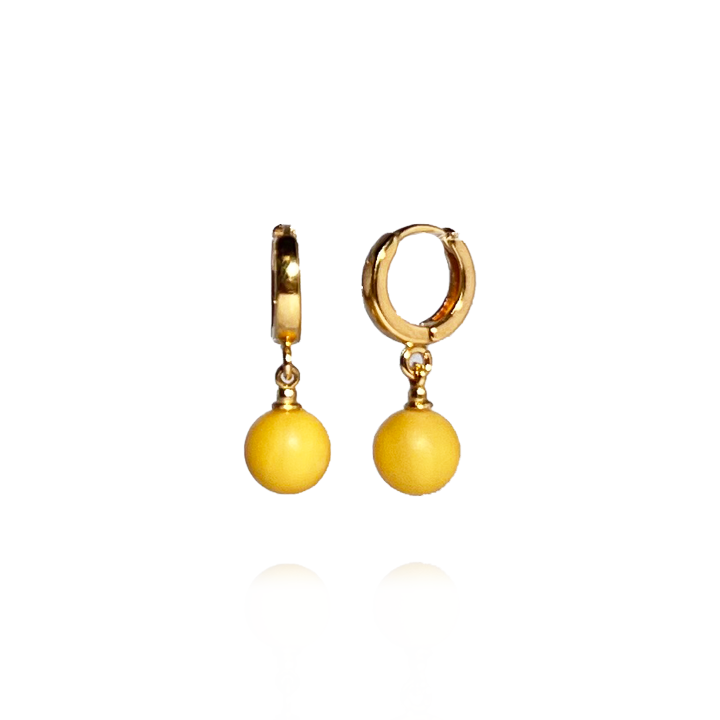 Amber earrings, gilded silver 925 "Lemon"