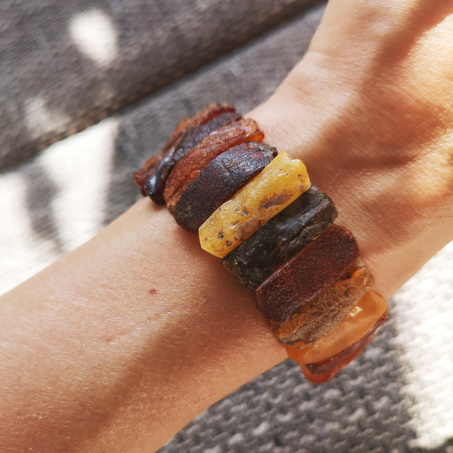 Unpolished amber bracelet "Sea breeze"