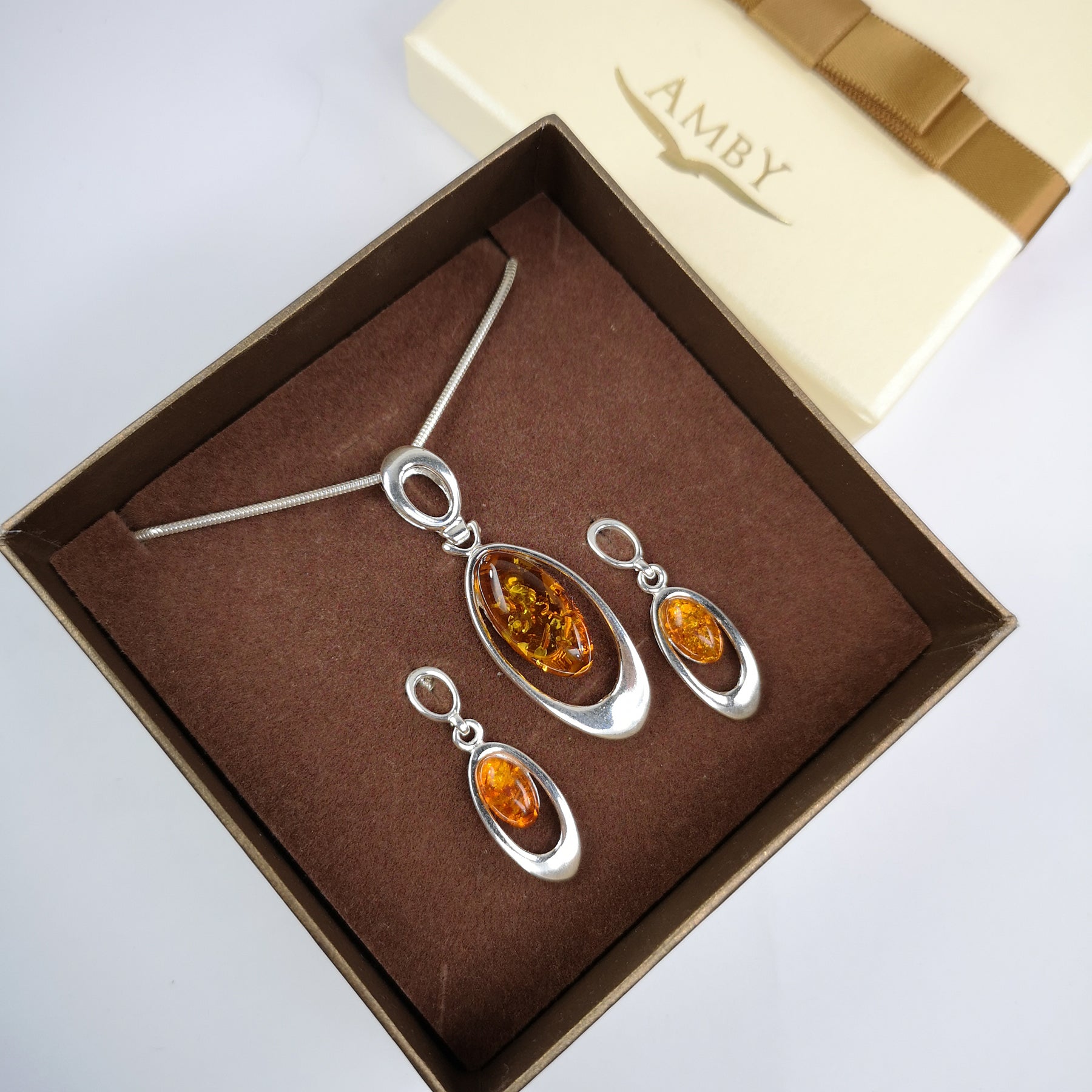 Amber earrings with silver 925 "Luna"