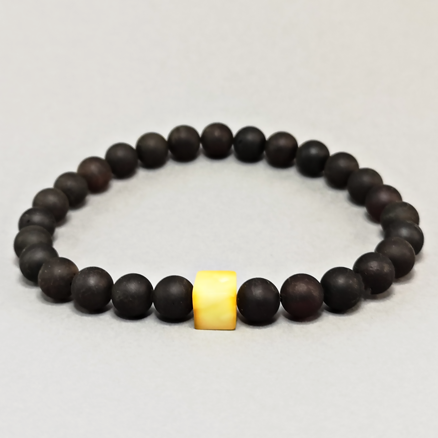Black amber bracelet "Cube"