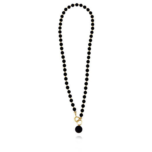 Black amber necklace "Bellum gold"