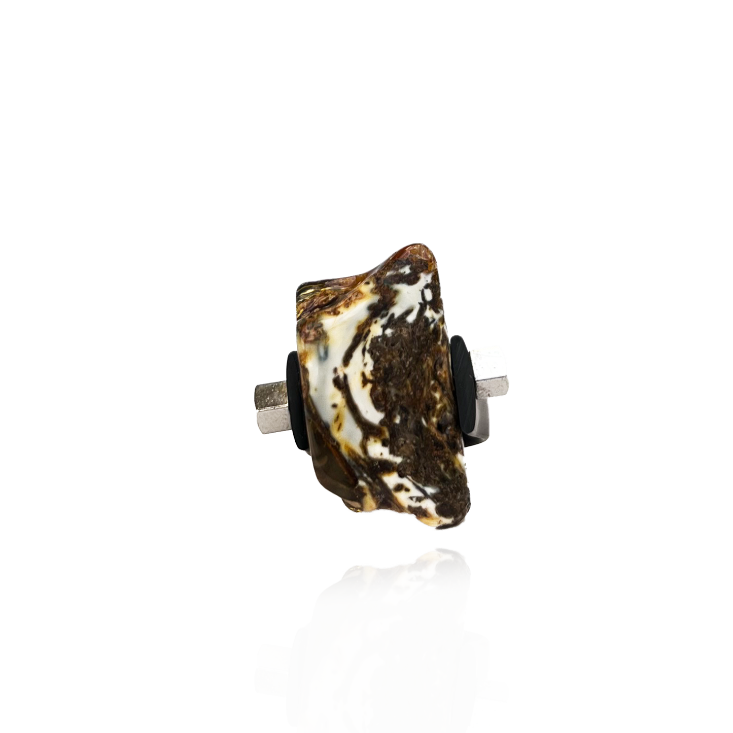 Silver 925 ring with yellow amber "Sun"