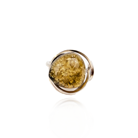 Silver 925 ring with amber "Rainbow"