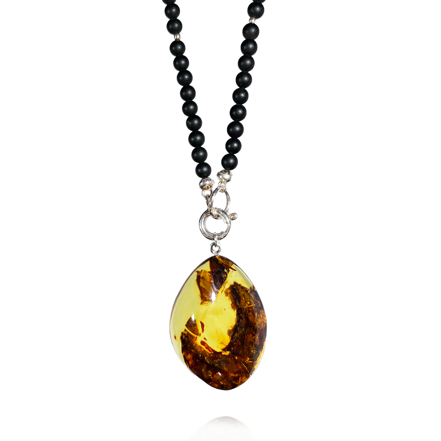 Amber necklace with pendant "River"