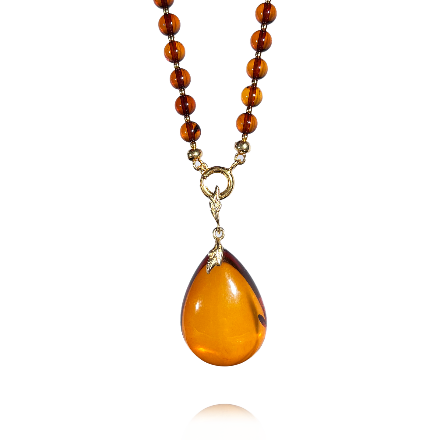 Long amber necklace "Rowan"