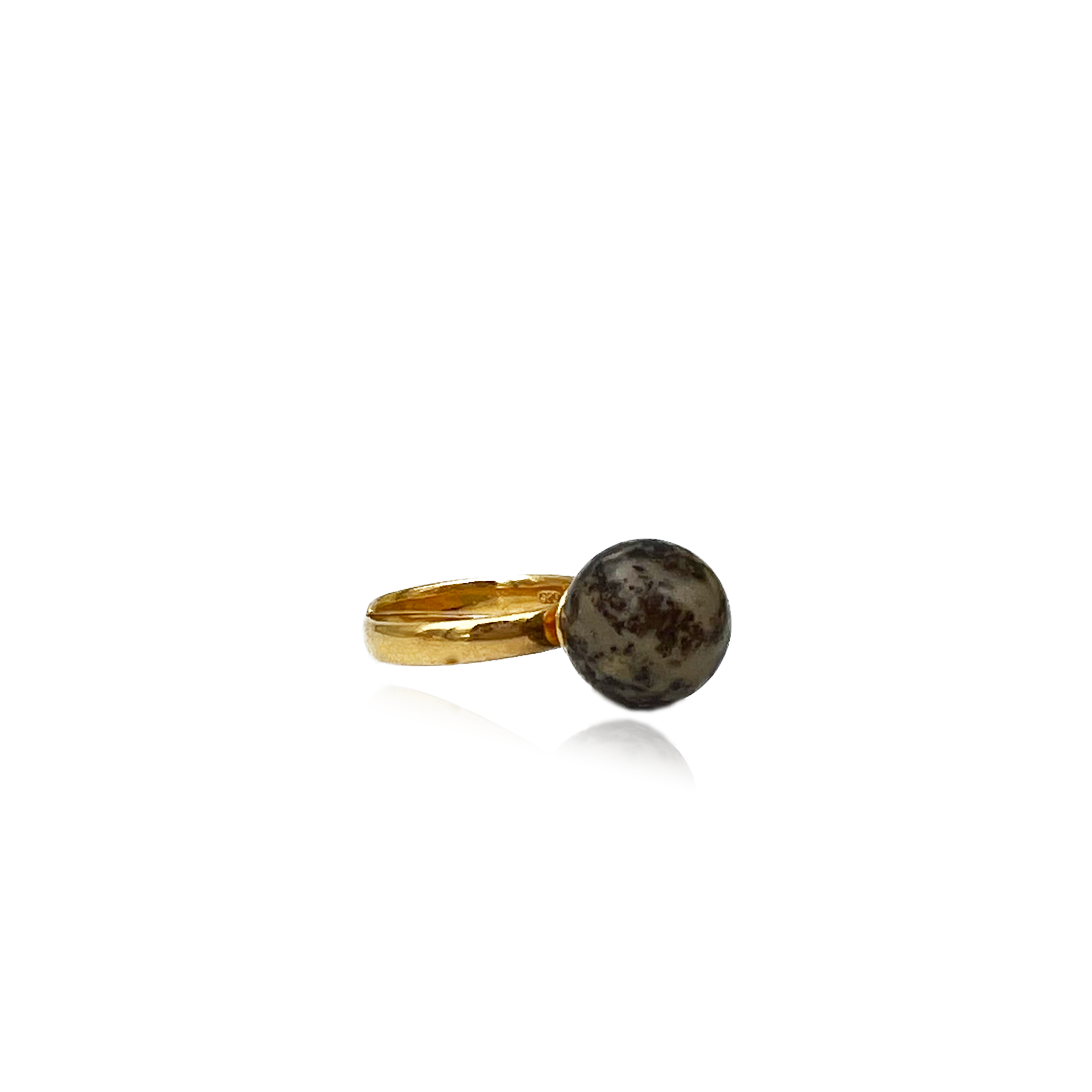 Gold-plated ring with amber 925 "Patpelė"