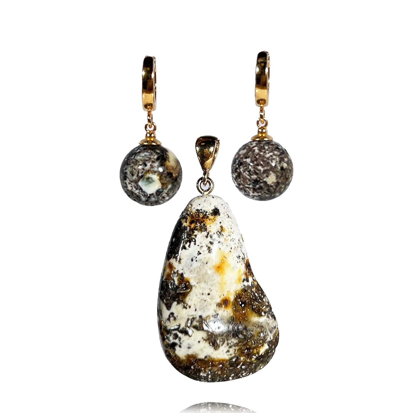 Amber set with gilded silver 925 "Above the clouds"