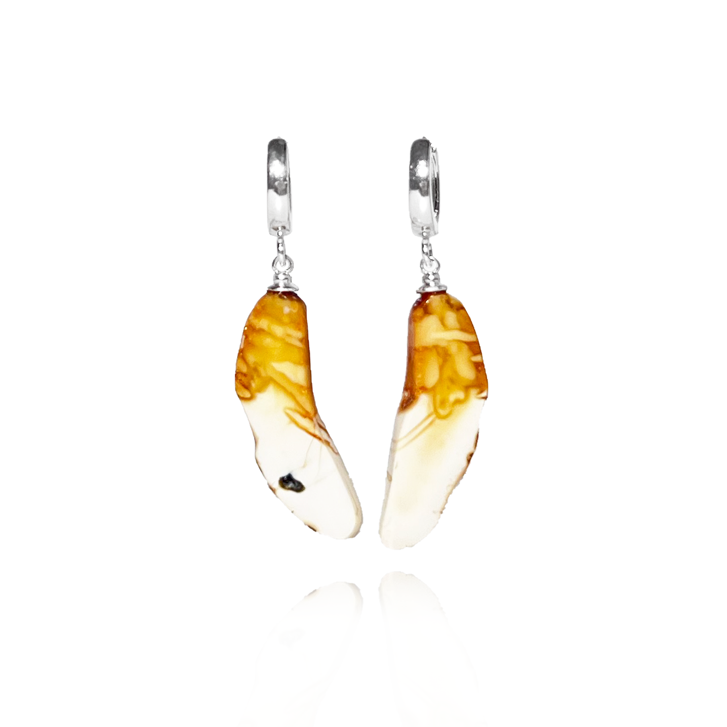Amber earrings with silver 925 "Marble"