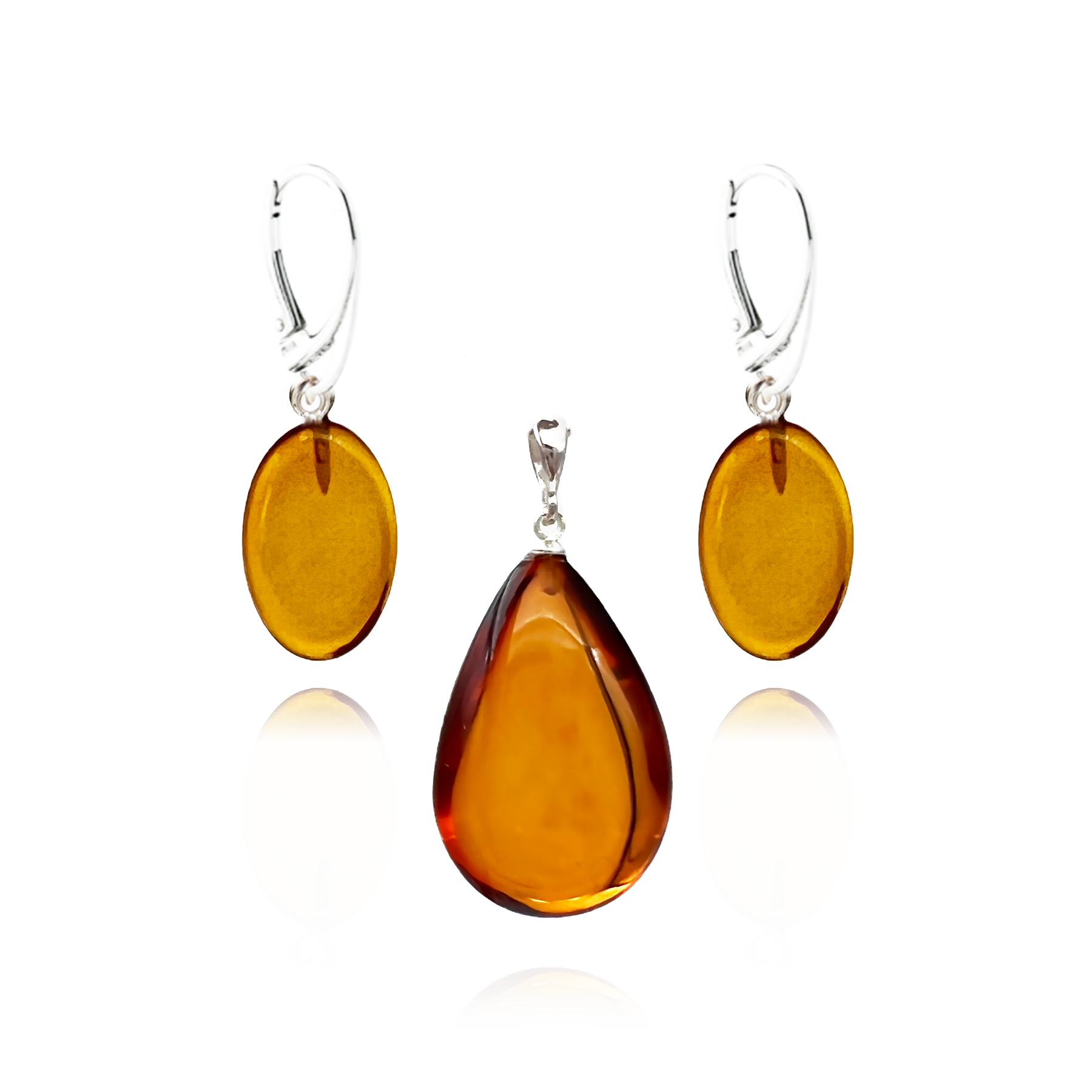 Amber set with silver 925 "Honey purity"