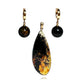 Black amber set with gilded silver 925 "Light in the Night"