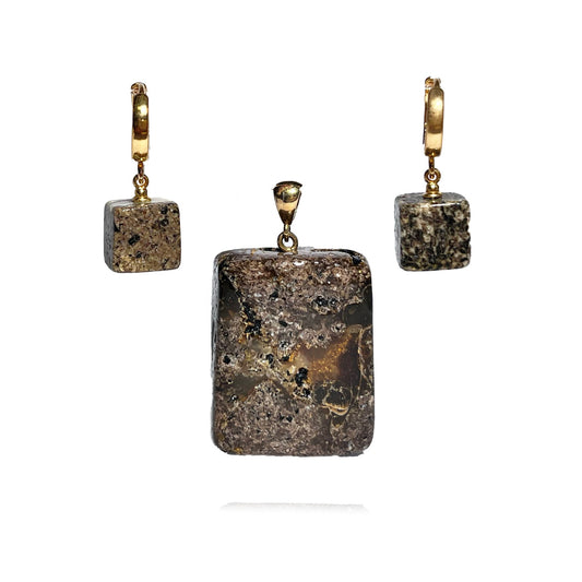 Amber set, gold plated 925 "Earth"