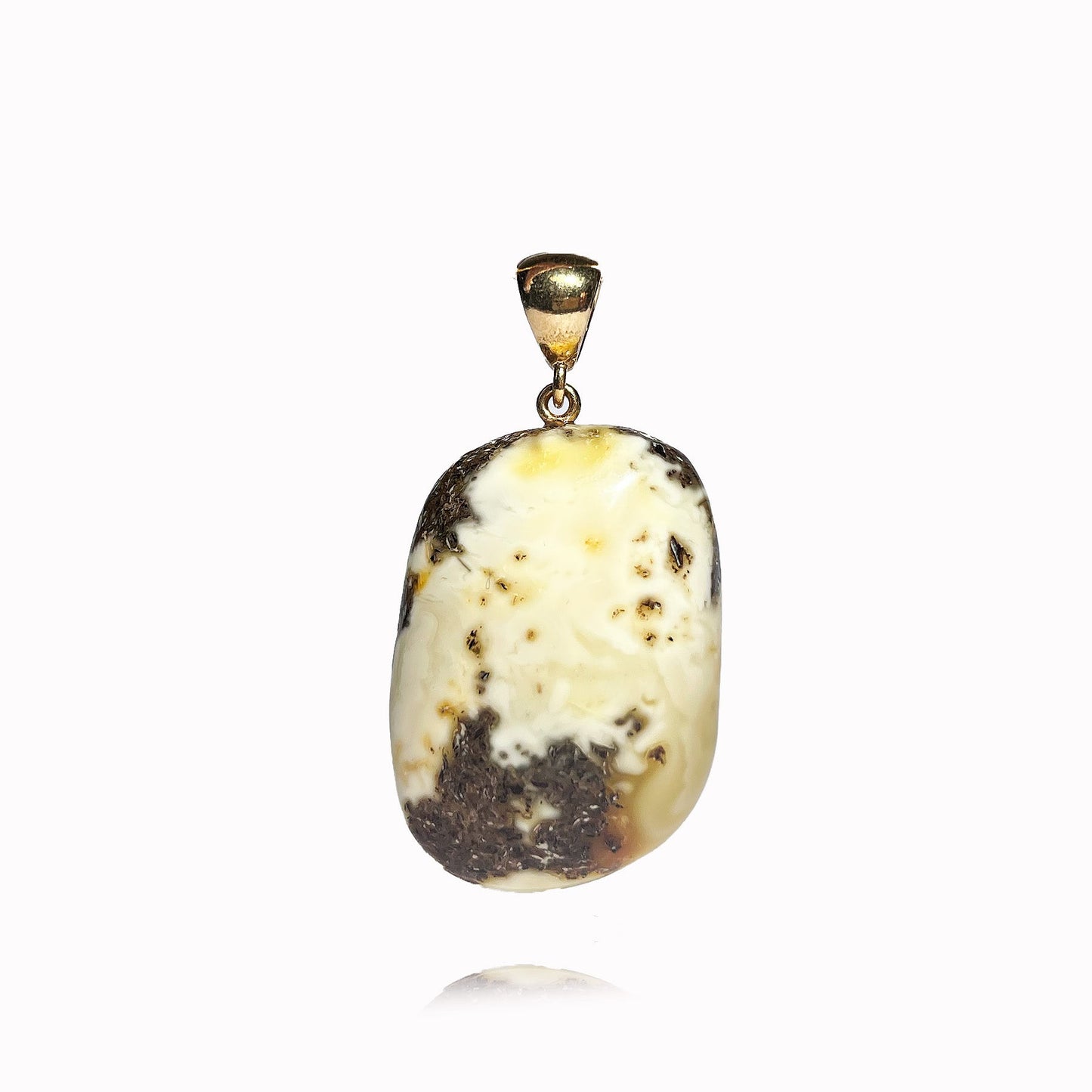 Amber pendant, gilded silver 925 "Vision"