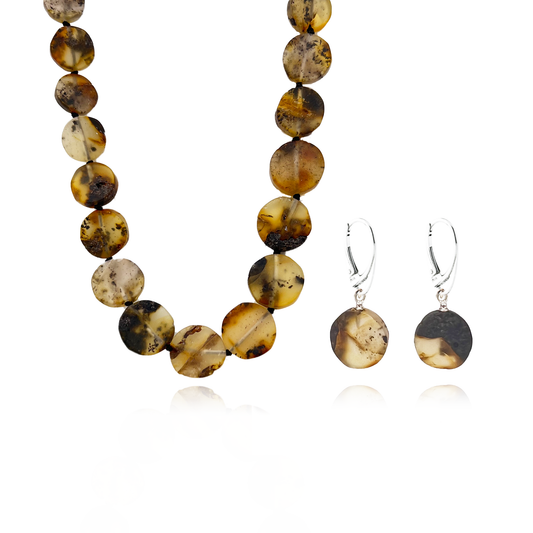 Amber necklace and earrings "Herba"