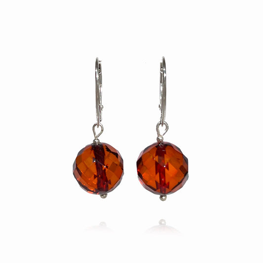 Cherry-colored faceted earrings "Cherries"