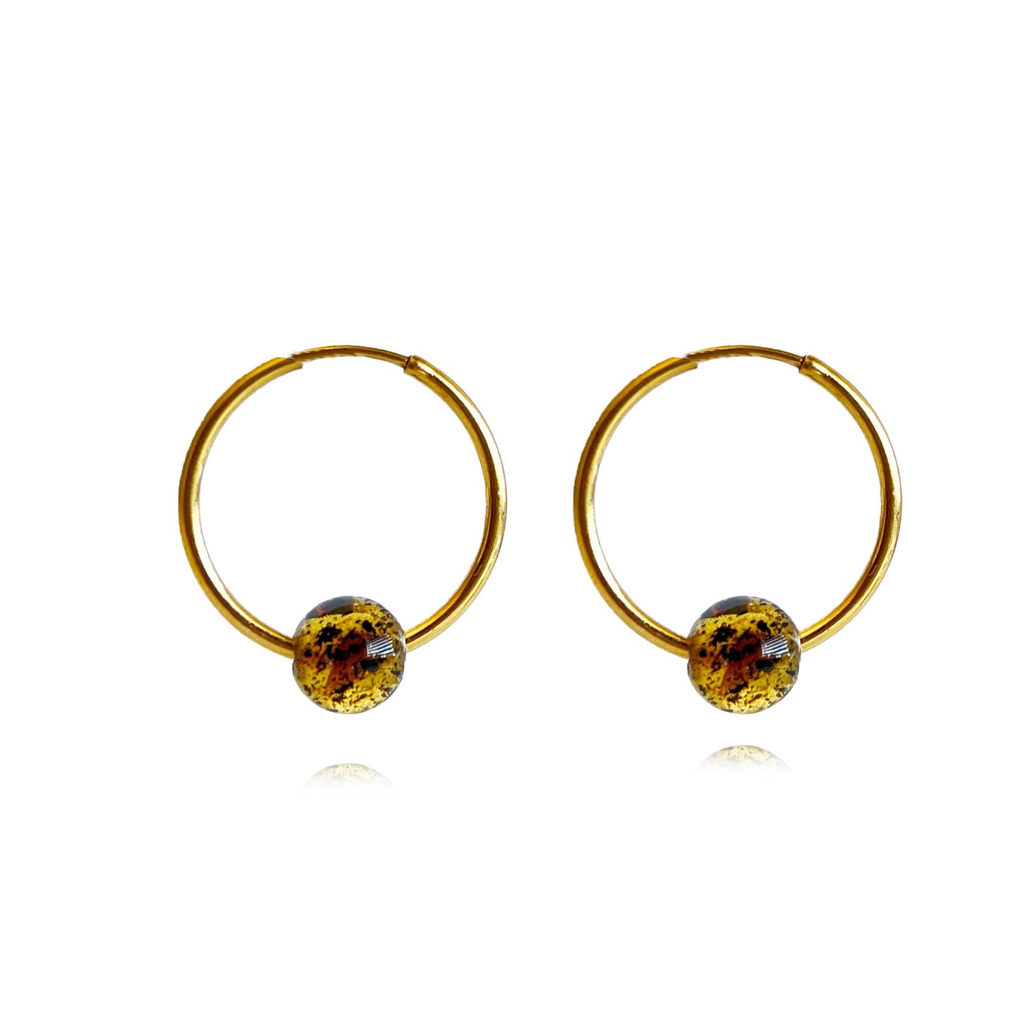 Hoop earrings, diameter 25mm, silver/gilded silver 925 "Moss"