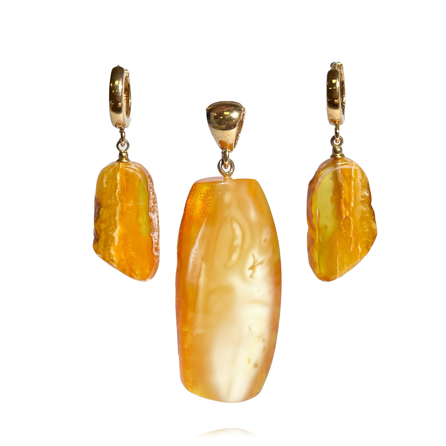 Amber set with silver 925 "White marble"