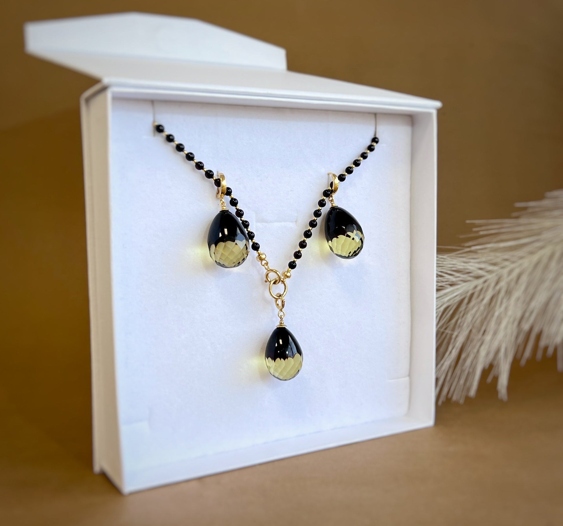 Luxury amber set with silver 925 "Sunrise"