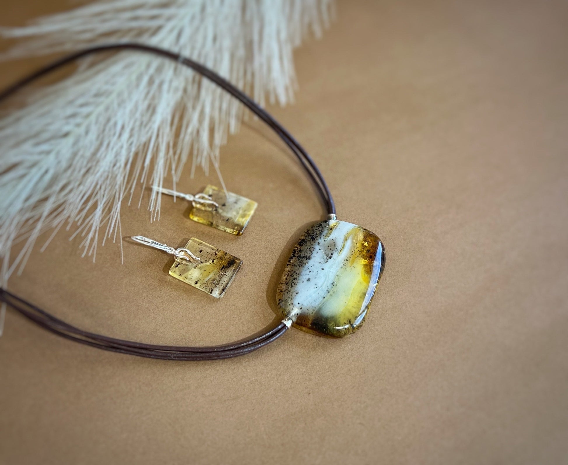 Amber set with silver 925 "Athens"