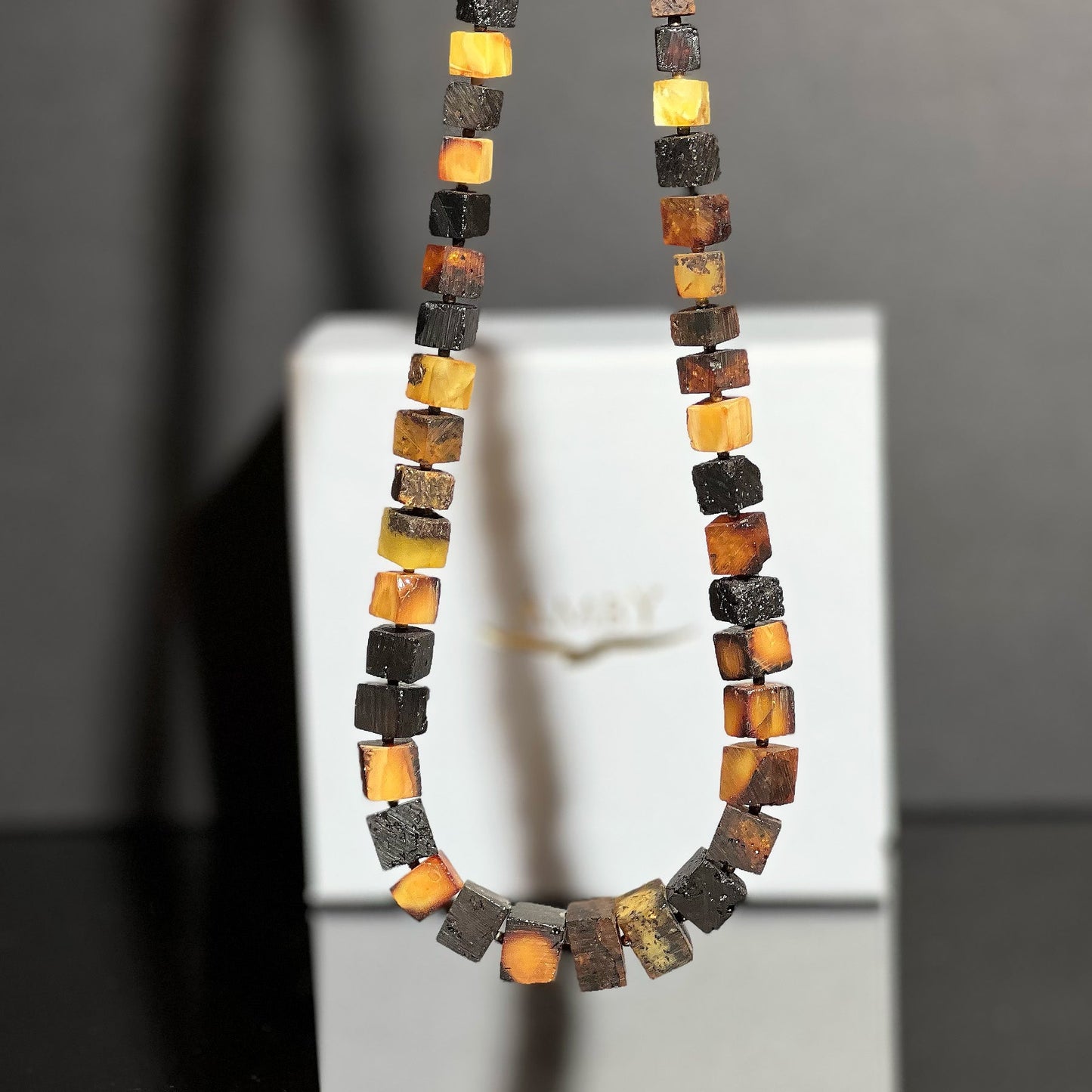 Matte amber necklace 47cm "Mona"